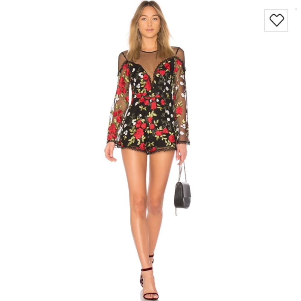LOVERS + FRIENDS mesh/floral romper